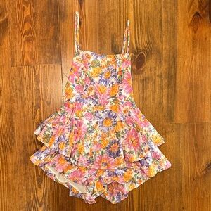 Selfie Leslie Floral Kids Romper - Pink, Orange, Purple